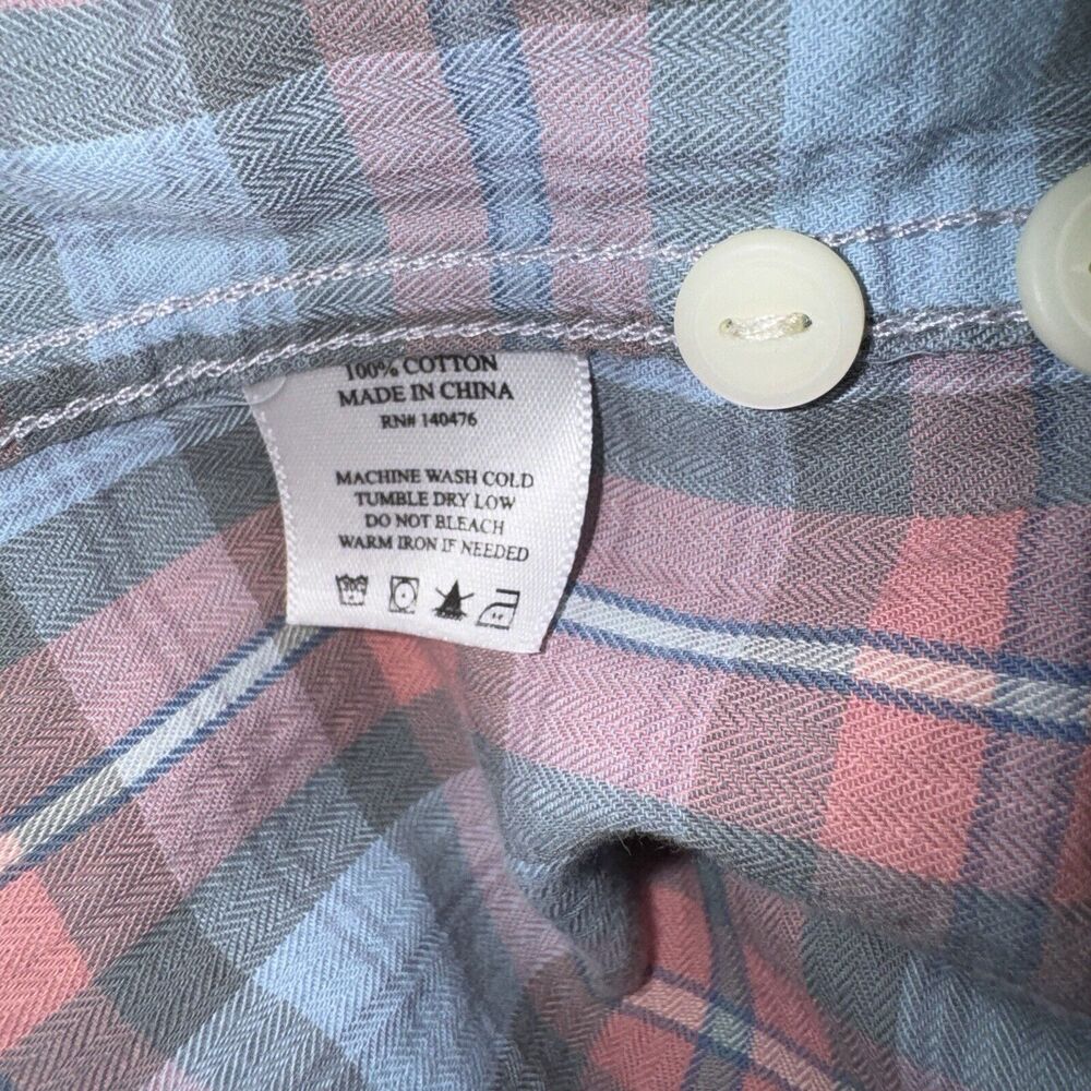 Faherty The Movement Shirt Mens Blue Summer Rose Plaid Button Up Light Size XXL - Picture 4 of 4